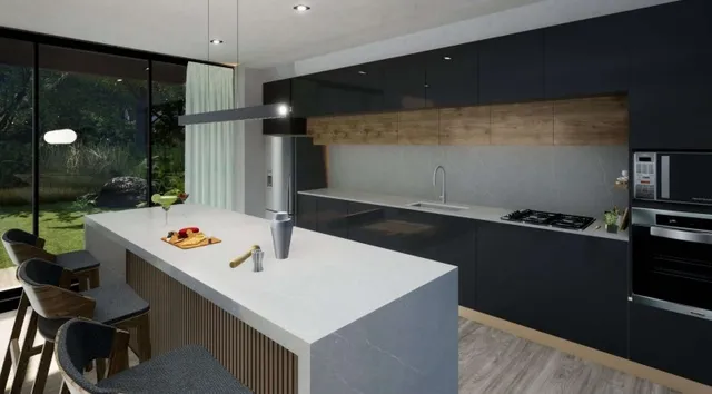 a living room with furniture potted plant and a large window
