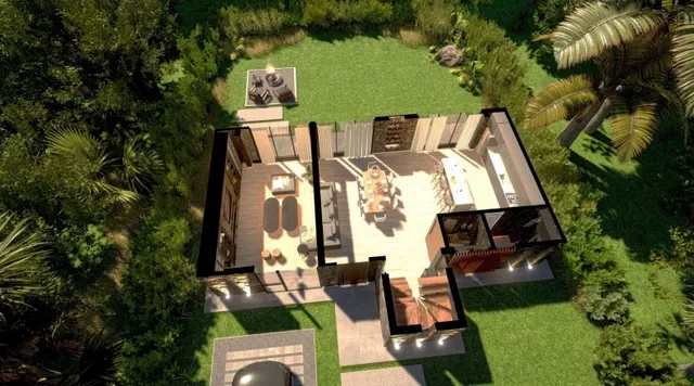 an aerial view of a house having outdoor space