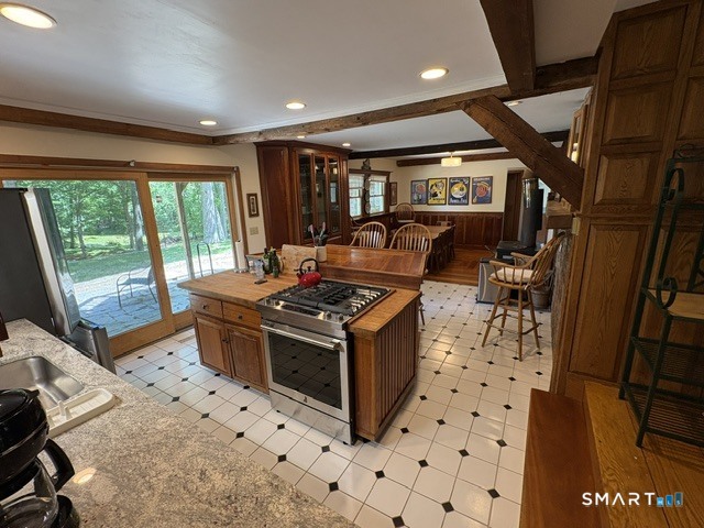 40 Looking Glass Hill Road Litchfield, CT 06750 - Photo 12 of 33 a kitchen with stainless steel appliances granite countertop a stove a sink and a refrigerator