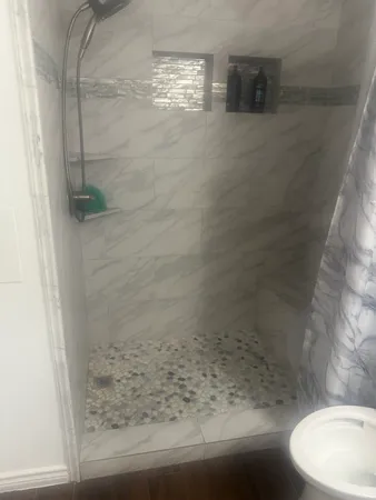 a bathroom with a shower
