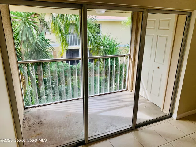 a view of a glass door