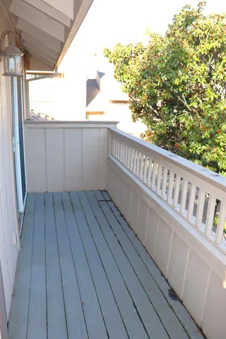 a view of wooden balcony