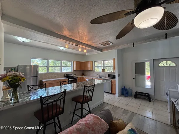 a kitchen with lots of counter top space
