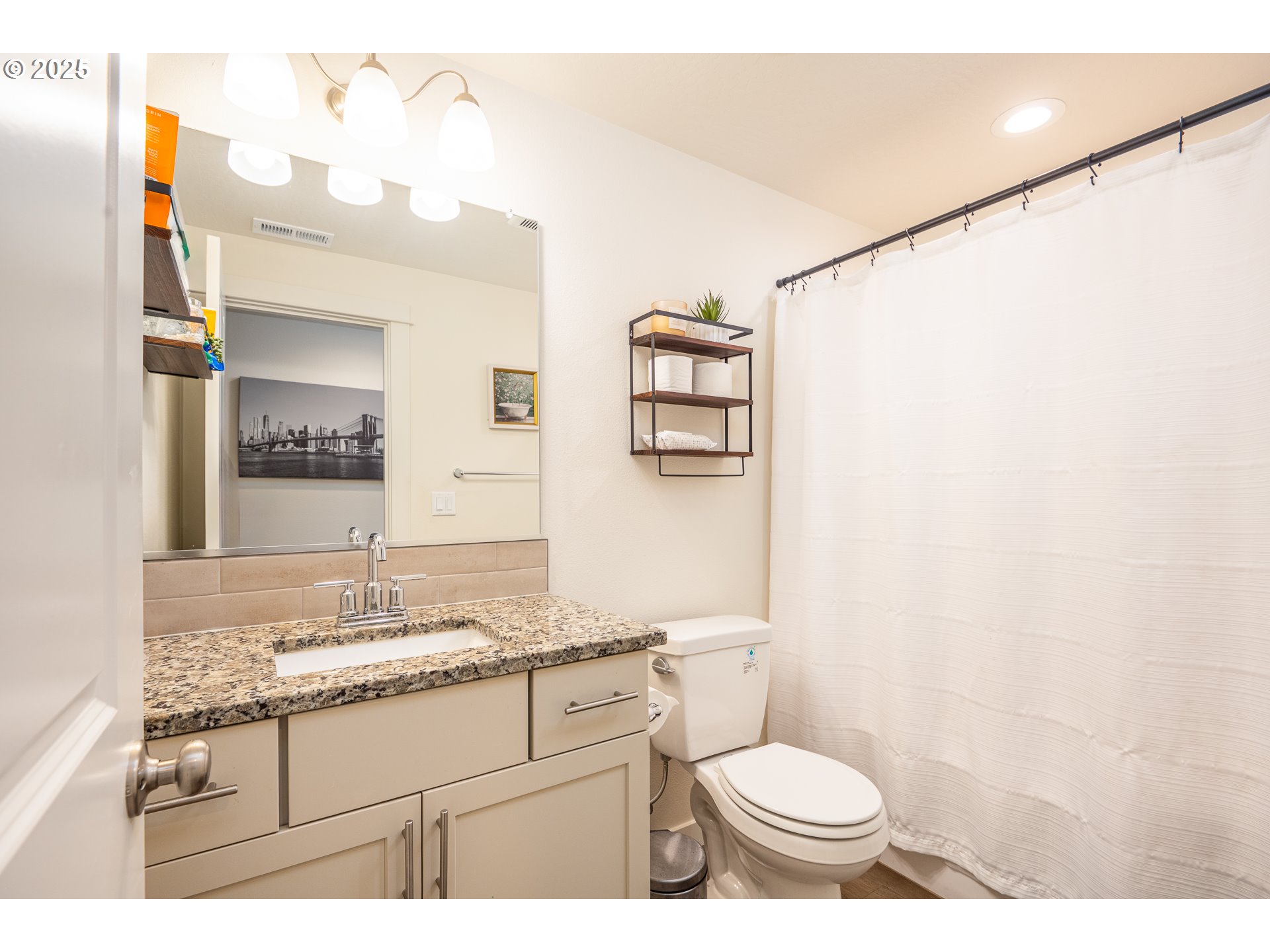 4967 Cedar View Drive Springfield, OR 97478 - Photo 14 of 22 a bathroom with a granite countertop sink toilet and shower