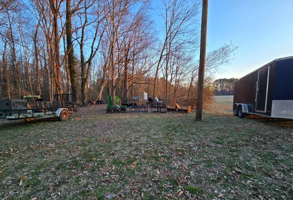 a view of park with large trees