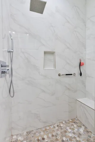 a bathroom with a shower
