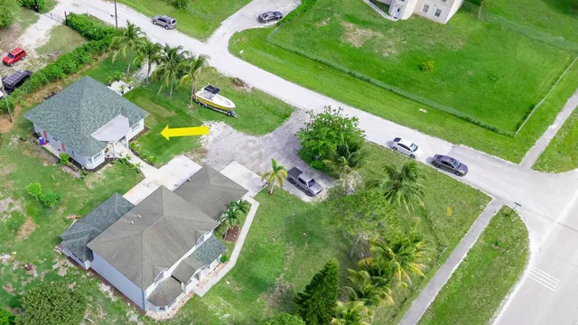 an aerial view of a house