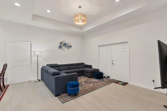 a living room with furniture