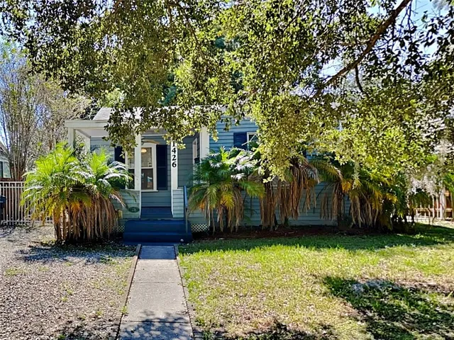 a house view with a garden space
