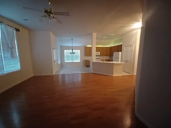 a view of kitchen and windows
