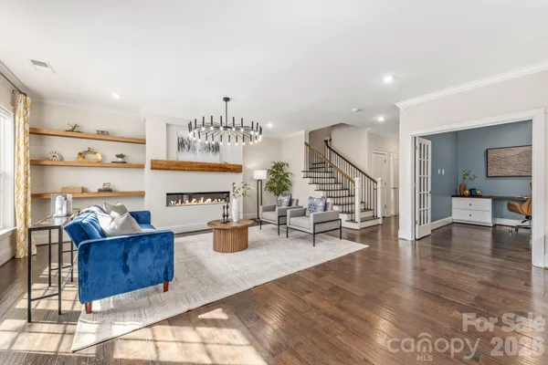 a living room with furniture