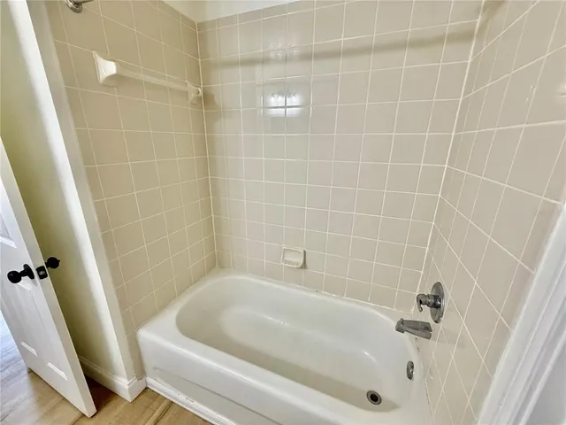a bathroom with a bathtub