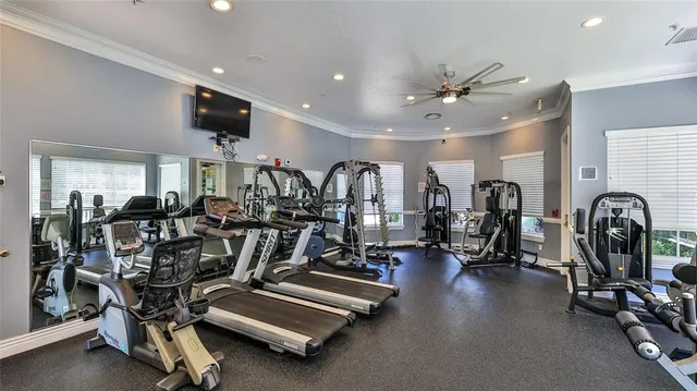 a view of a room with gym equipment