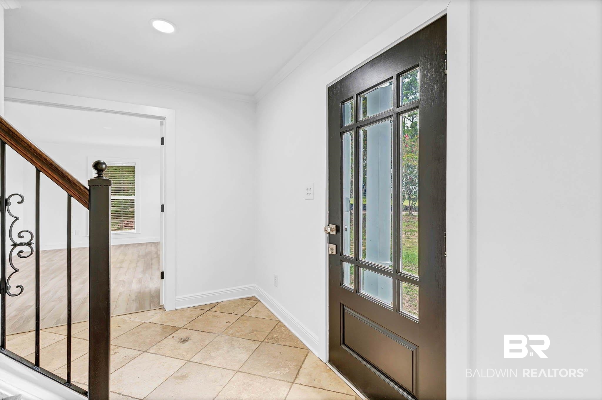 4705 Sherry Court Mobile, AL 36693 - Photo 8 of 100 Foyer featuring light tile patterned floors, stairway, recessed lighting, and crown molding