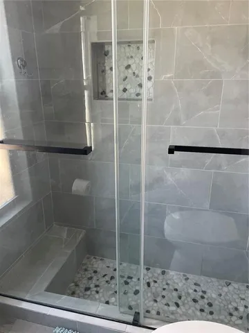 a bathroom with a shower