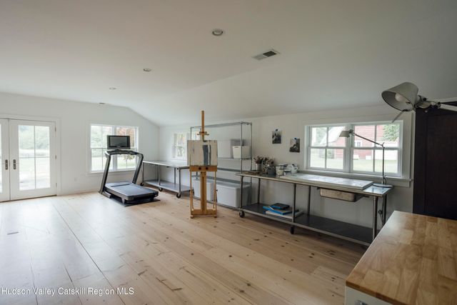 a view of a garden with houses