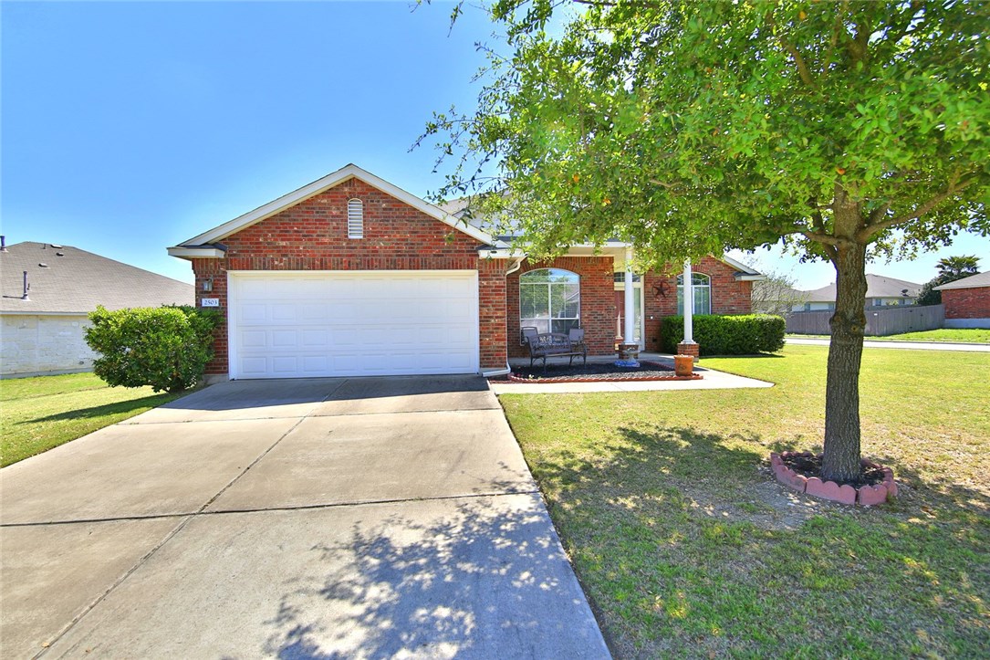 a front view of a house with yard