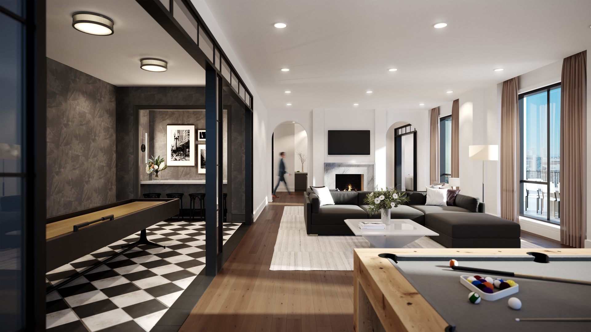 21 North May Street, Unit 405 Chicago, IL 60607 - Photo 24 of 25 a living room with furniture and a fireplace