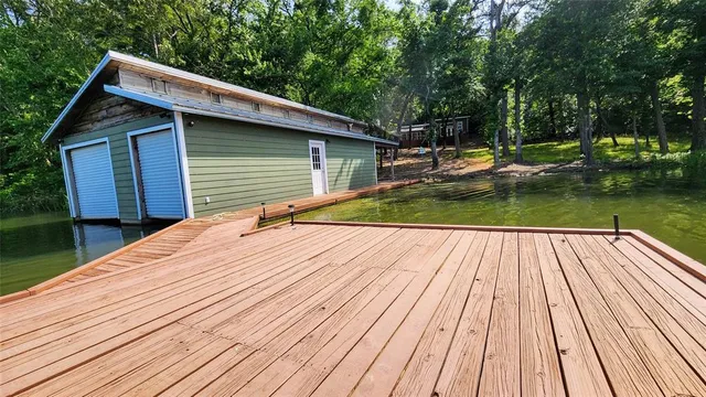 a view of a lake from a yard