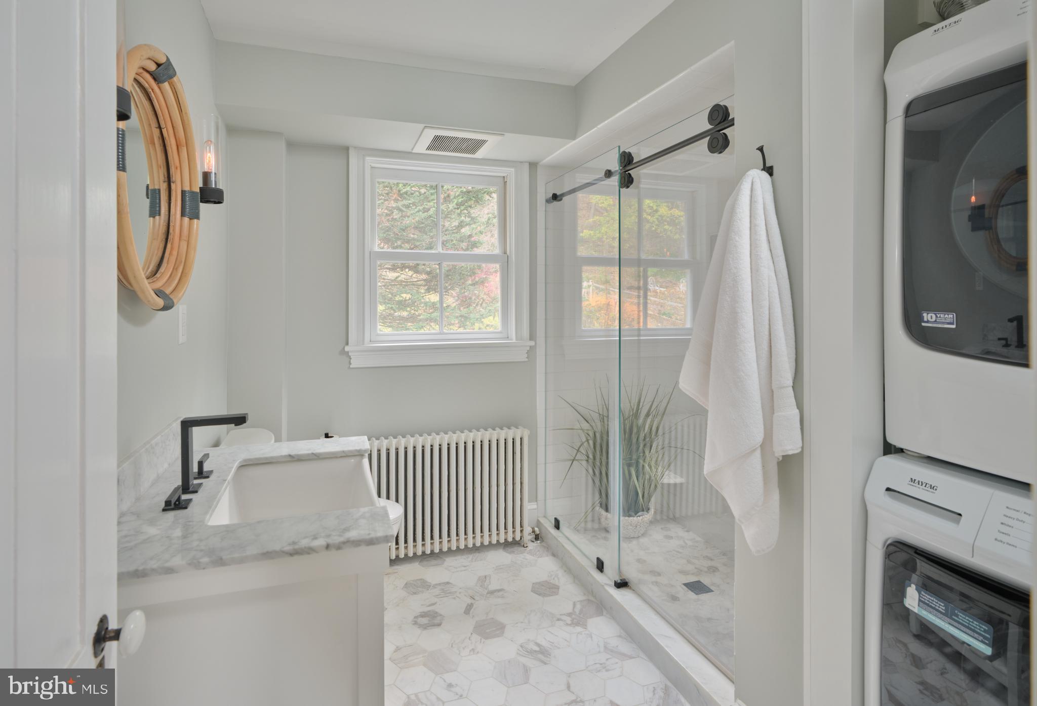 3697 River Road Lumberville, PA 18933 - Photo 14 of 26 Modern bathroom with sleek design elements.