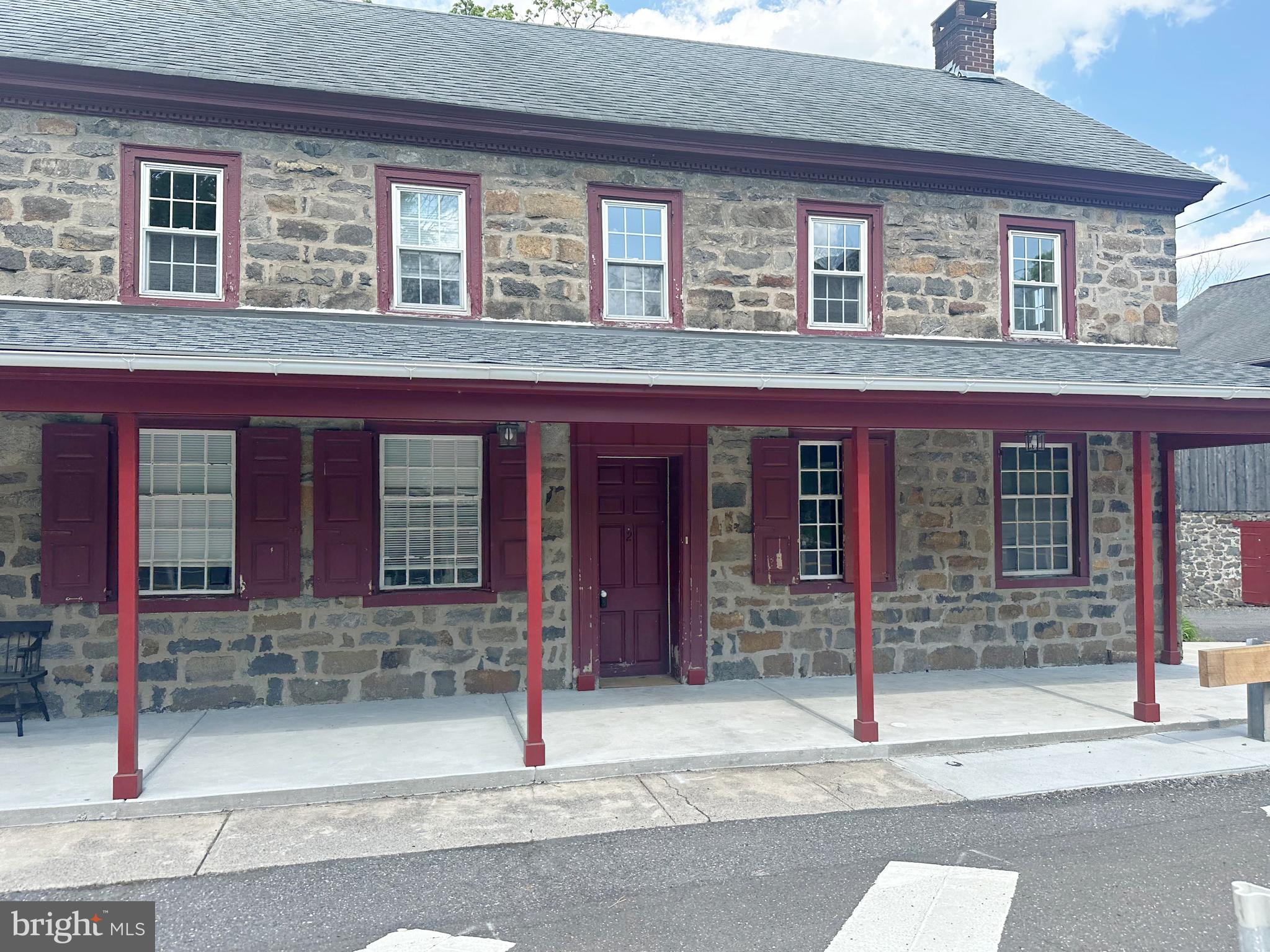 front view of a brick building