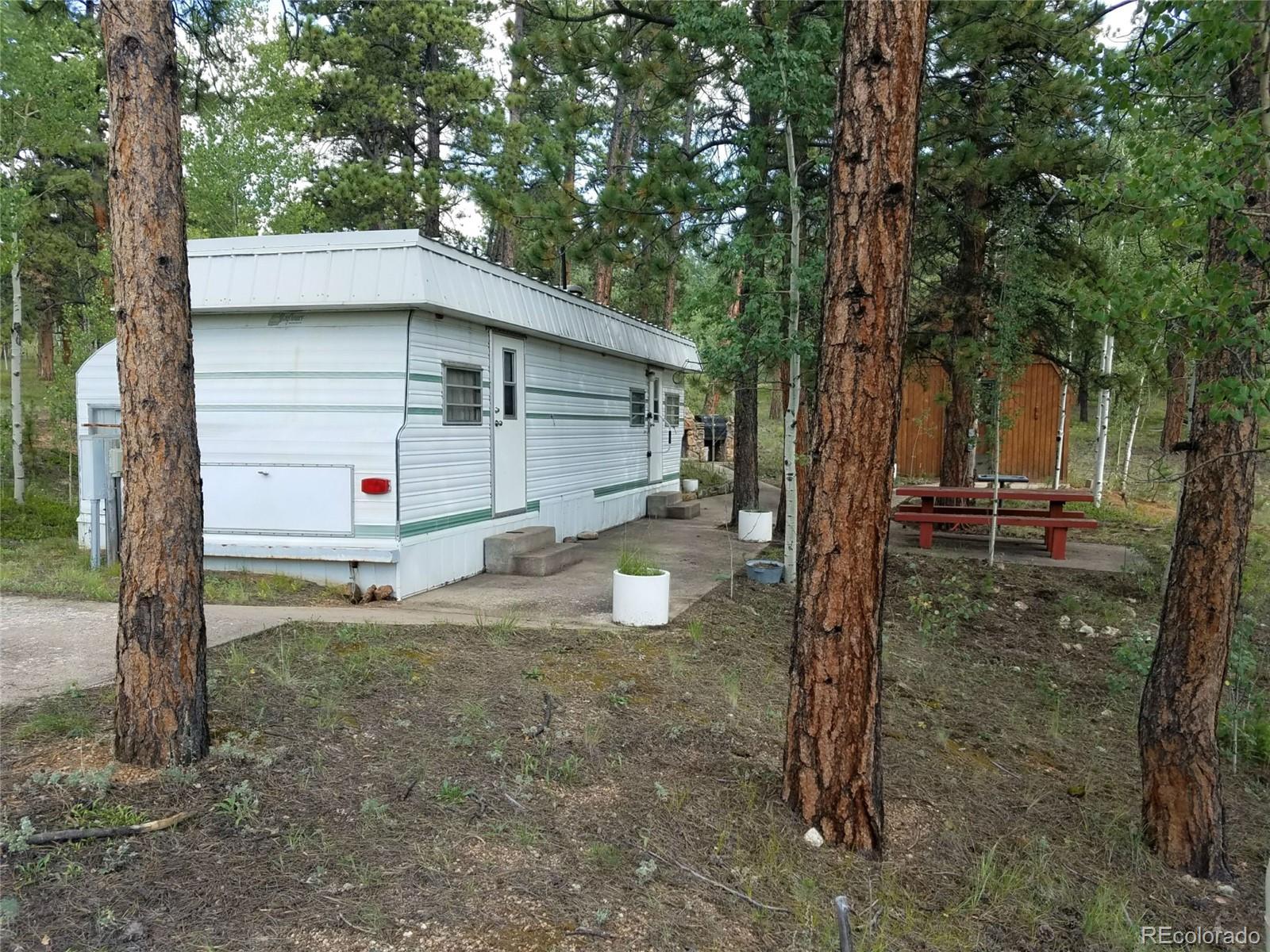 165 Baker Road Bailey, CO 80421 - Photo 1 of 20 a view of a small house in middle of forest