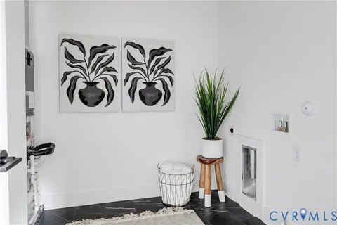 a view of a hallway with a bedroom