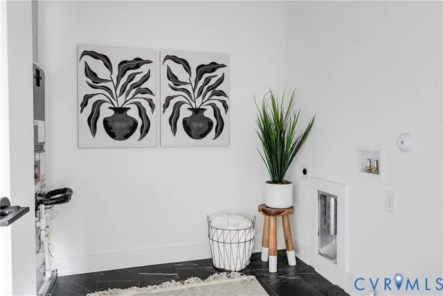 a view of a hallway with a bedroom