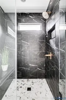 a view of a room with racks on the wall