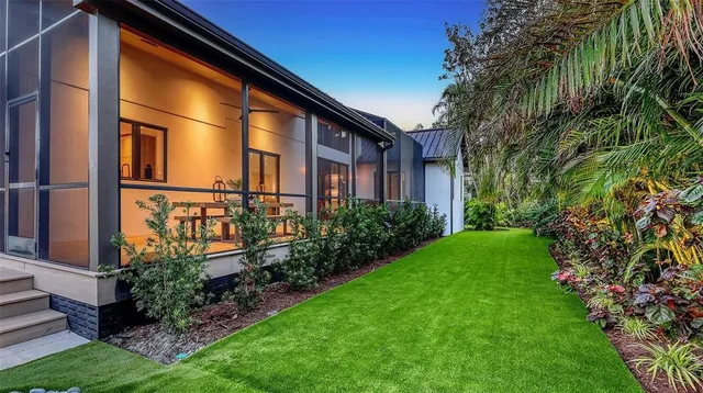 a view of a yard with plants