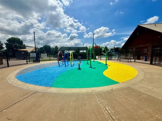 a view of a park with slide