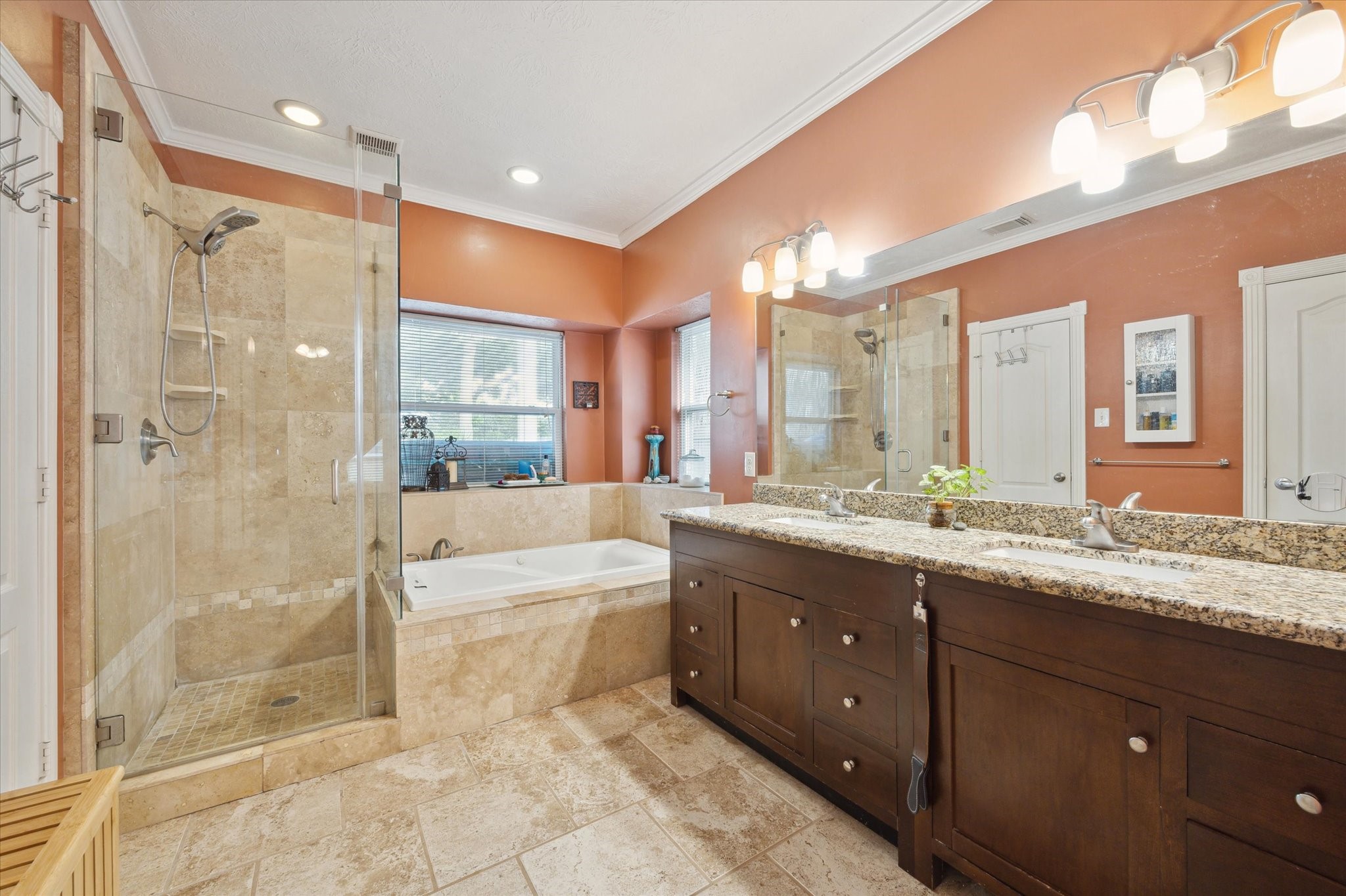 2326 Pin Hook Court Seabrook, TX 77586 - Photo 15 of 42 a large bathroom with a granite countertop sink mirror and shower