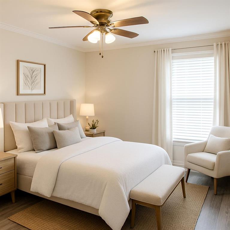 1166 Booth Road Southwest, Unit 610 Marietta, GA 30008 - Photo 12 of 20 a bedroom with a bed and a couch