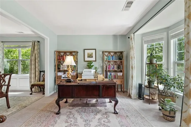 a room with furniture and a potted plant