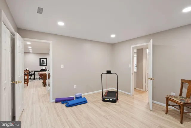 a view of kitchen and dining room with furniture