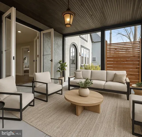 a view of kitchen with wooden floor and electronic appliances