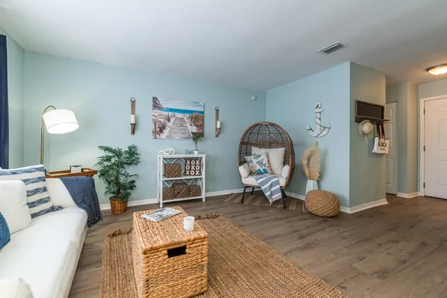 a living room with furniture