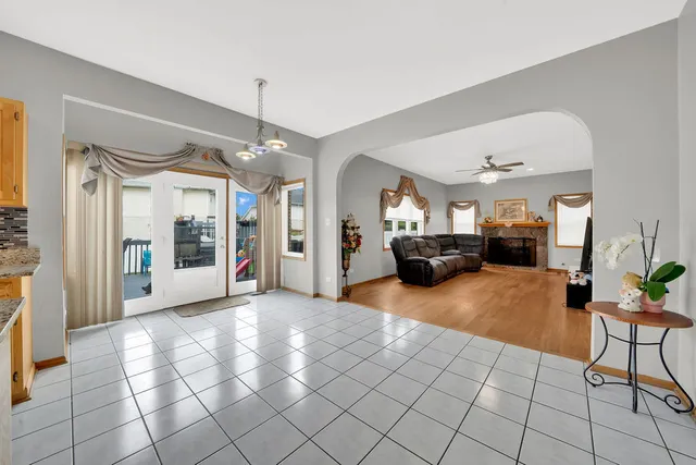a view of livingroom with furniture and a chandelier