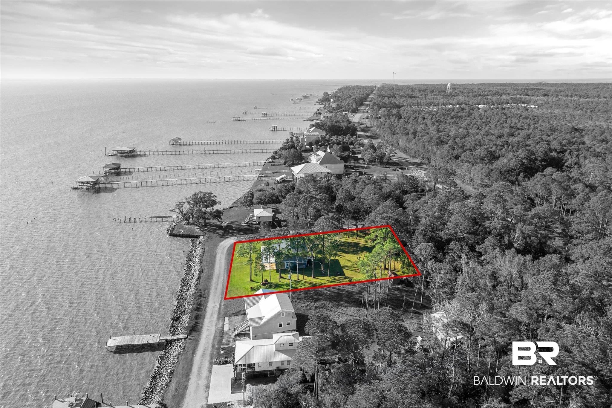 15111 Regus Road Coden, AL 36523 - Photo 31 of 35 View of property location with property parcel outlined and a nearby body of water