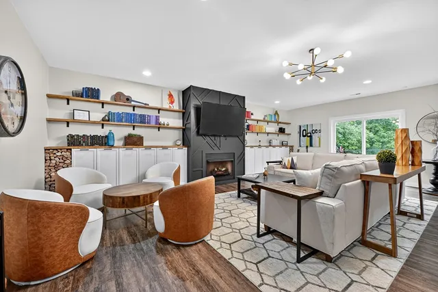 a view of a tree in a yard