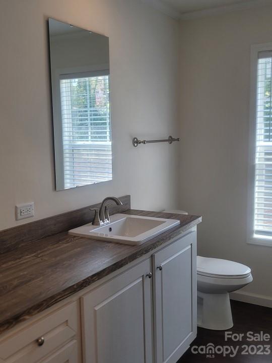33 Hampton Heights Road Canton, NC 28716 - Photo 5 of 10 a bathroom with a granite countertop sink a toilet and a window