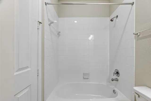 a bathroom with a bathtub