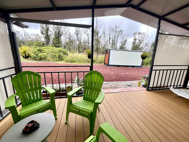 a view of a porch with furniture