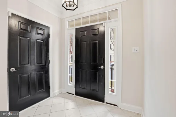 hallway view with wooden door