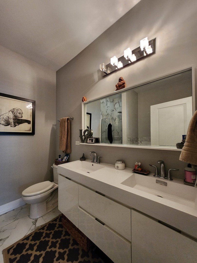 1202 Waukegan Road, Unit 209 Glenview, IL 60025 - Photo 13 of 22 a bathroom with a sink and a mirror