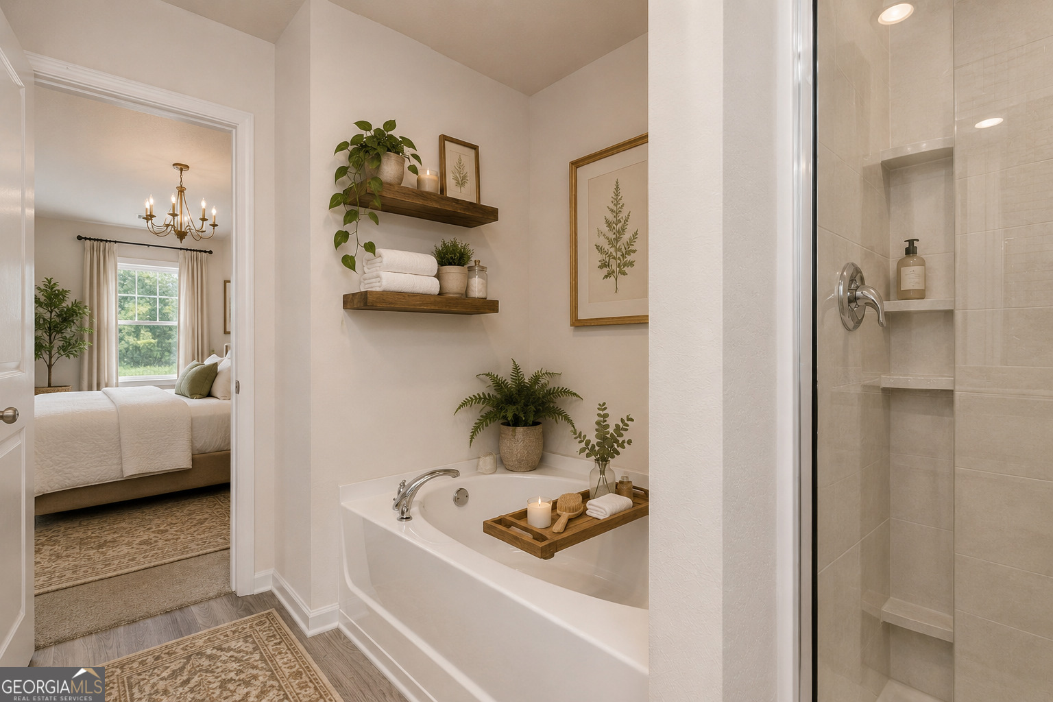 514 Plant Road Conyers, GA 30013 - Photo 16 of 18 a bathroom with a tub sink and glass door