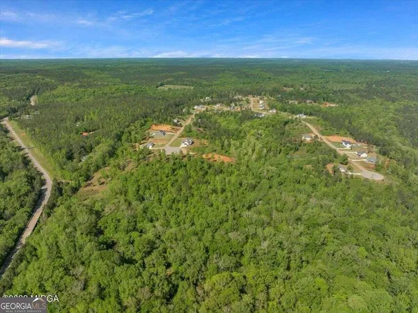 a view of a field with an ocean