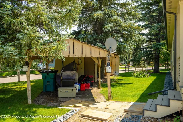a view of a park with slide