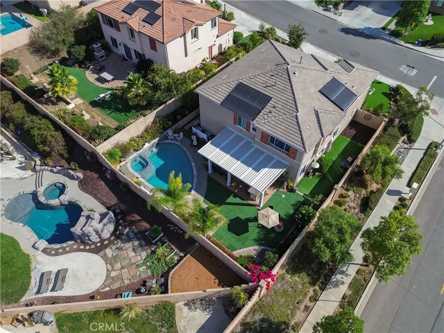 an aerial view of a house