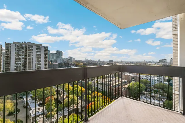 a view of city from a balcony